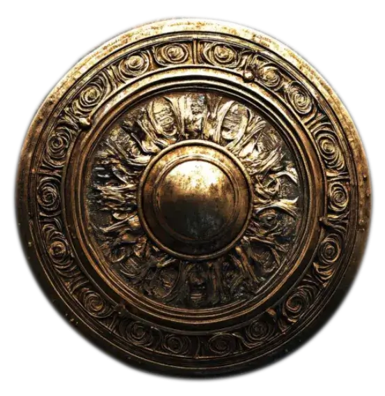 Ornate brass medallion — The Kutumb emblem